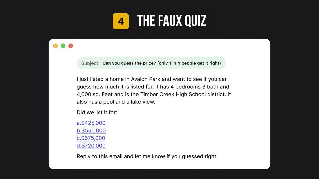 The faux quiz email
