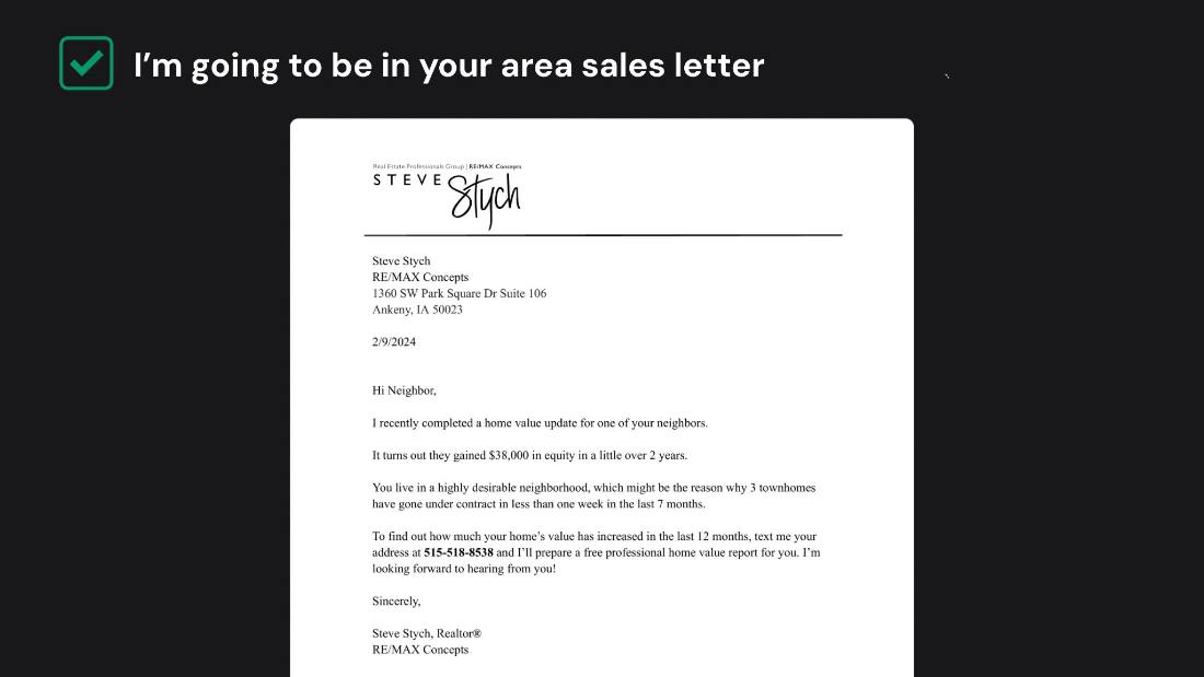 The farm sales letter